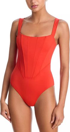 Staud Womens Adelaide One Piece Swimsuit In Flame