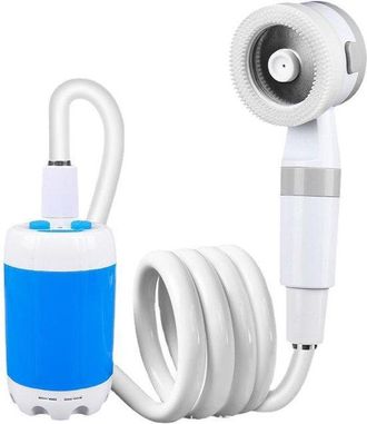 No Brand Ducha El&eacute;ctrica Port&aacute;til Recargable Con Cabezal De Masaje Y 2 Niveles De Agua - Resistente Al Agua, Ideal Para Acampar, Viajar Y Para Mascotas