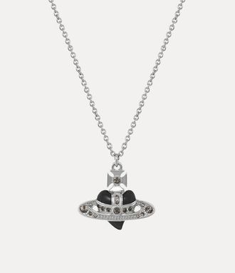 Vivienne Westwood New Diamante Heart Pendant Necklace Platinum-black-diamond Platinum-black-diamond Women