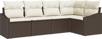 vidaXL Garden Sofa Set 5 pcs Brown Poly rattan Vidaxl