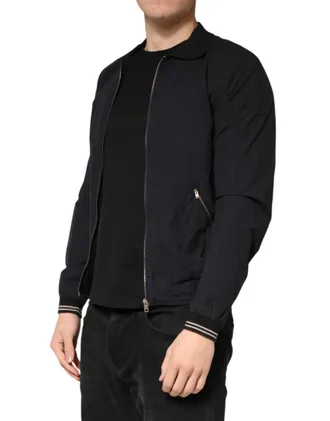 Dolce & Gabbana Cotton Zip Bomber Jacket - Navy