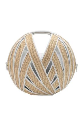 Perrin Paris Le Panier Handbag Raphia in Raphia Beige /White at Nordstrom