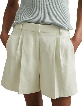 Reiss Dianna Linen-Blend Pleated Short