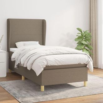 vidaXL Cama Box Spring Con Colch&oacute;n Tela Gris Taupe 80x200 Cm Vidaxl