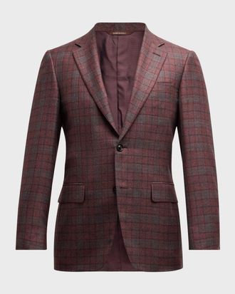 Canali Men & apos;s Silk-Wool Plaid Sport Coat