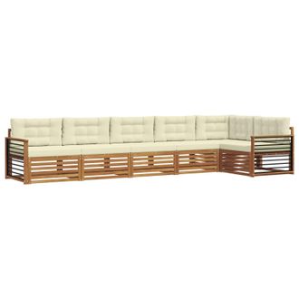 vidaXL Conjunto De Sof&aacute;s De Exterior Con Coj&iacute;n 6 Pcs Natural Y Crema Vidaxl