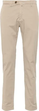 BRIGLIA 1949 pressed-crease tapered-leg trousers - men - Elastane/Cotton/Cotton - 46 - Brown