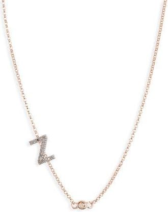 Meshmerise Bezel Diamond Initial Chain Necklace - 0.2ct. in Rose-Z at Nordstrom Rack