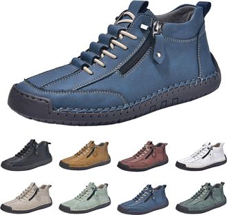 Generic Mens Casual Shoes, Summer Trainers, Lace-Up Shoes, Mens Leather, Black, Thick Sole, Non-Slip Hiking Shoes, Waterproof, Retro, High Top, Outdoor Sports