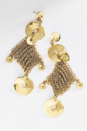 Alemais Atomic Chainmail Disc Drop Earrings