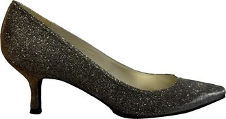 Stuart Weitzman Pre-owned Womens Power 50 Pointed Toe Pumps in Gold Glitter - Size UK 8