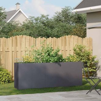 Berkfield Home Planter Anthracite 200x40x80 cm Cold-rolled Steel in Dark Grey | Size: 200 x 40 x 80 cm