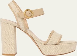 Gianvito Rossi 70mm Platform Leather-Trimmed Canvas Sandals