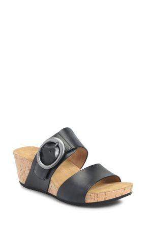 COMFORTIVA Elizabeth Platform Wedge Slide Sandal in Black at Nordstrom, Size 8.5