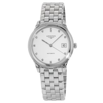 Longines Flagship Automatic White Diamond Dial Steel Womens Watch L4.774.4.27.6