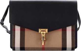 Burberry Macken Leather and House Check Canvas Small crossbody bag - Zwart