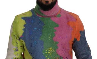 Dolce & Gabbana Mens Multicolor Mohair Turtleneck Nylon Wool