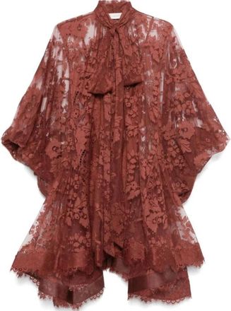 Zimmermann Illustration Lace Mini Dress Chestnut - female - Zimmermann - Party Dresses - Brown - XS - Dresses