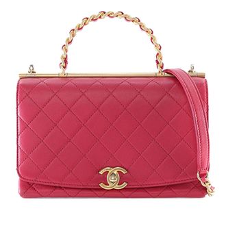 Chanel Red Medium Quilted Lambskin La Parisienne Flap