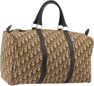 Dior Pre-owned Weekend Bags, female, Beige, Size: ONE SIZE Pre-owned Trotter Canvas Boston Bag