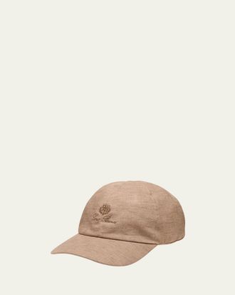 Loro Piana Mens Linen 6-Panel Baseball Hat