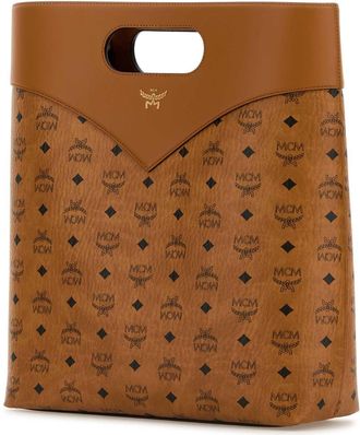 MCM Mens Diamond Vlm Tote Cognac Fabric