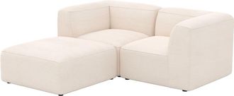 Rendez-Vous D&eacute;co Sof&aacute; modular de terciopelo blanco de 2 plazas con puf