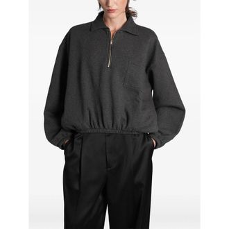Darkpark Alva Quarter-zip Elasticated-hem Cropped Sweatshirt