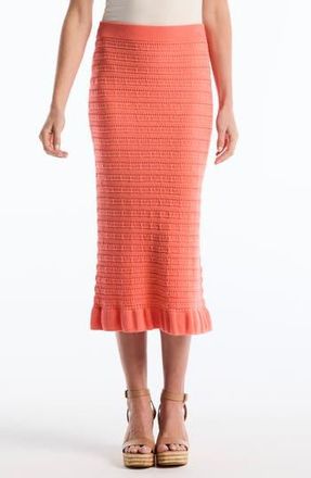 Shelli Segal Ruffle Midi Sweater Skirt in Fusion Coral at Nordstrom Rack, Size X-Small