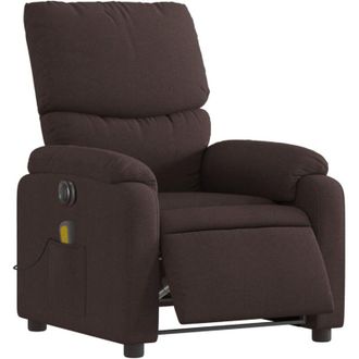 vidaXL Sill&oacute;n Reclinable De Masaje El&eacute;ctrico Tela Marr&oacute;n Oscuro Vidaxl