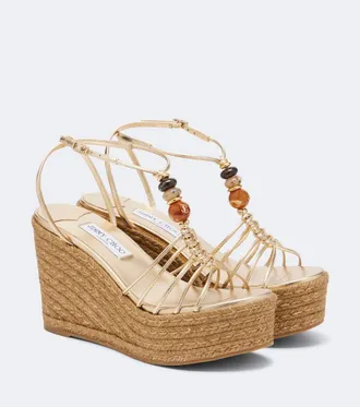 Jimmy Choo London Lemi embellished leather wedge sandals