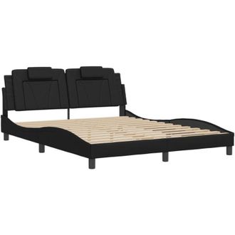 vidaXL Estructura De Cama Con Luces Led Cuero Pe Negro 160x200 Cm Vidaxl