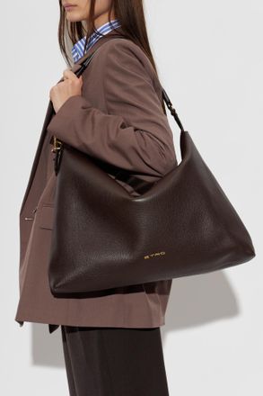 Etro Leather Bag Hobo L, Womens, Brown