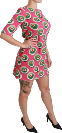 Dolce & Gabbana Womens Pink Silk Cup Cake Shift Stretch Dress