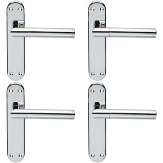 Loops 4x Round Bar Lever on Latch Backplate Door Handle 180 x 40mm Polished Chrome