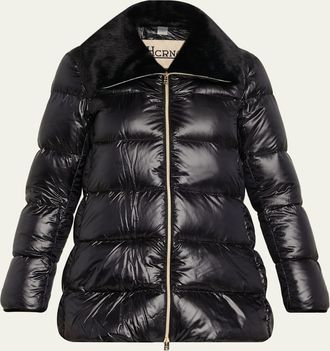 Herno Ultralight Nylon Down Jacket with Alternative Fur