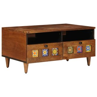 vidaXL Mueble De Tv Nogal 70 X 33 X 46 Cm Madera De Mango Maciza Vidaxl
