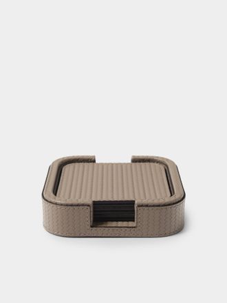 Pinetti Set of 6 Woven Leather Square Coasters