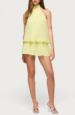 Edikted Kortney Chiffon Minidress in Yellow at Nordstrom, Size X-Small