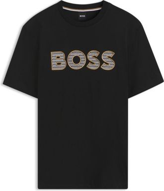 BOSS Cotton-jersey T-shirt with logo artwork