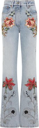 Valentino Geborduurde Bloemen 5-pocket Jeans - Dames - Flared Jeans - Blauw - W26 - Katoen - Jeans
