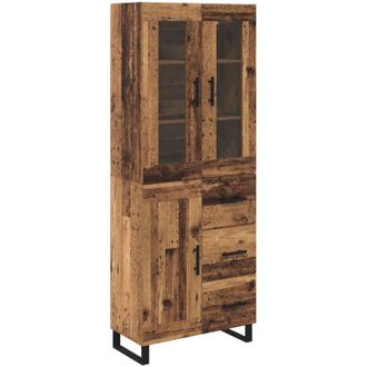 vidaXL Aparador Alto 2 Pcs Madera Envejecida Madera De Ingenier&iacute;a Vidaxl