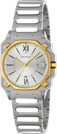 Gucci YA166506 G-Flat Silver Dial Unisex Watch Stainless Steel - One Size