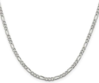 Diamond2Deal Sterling Silver 3mm Flat Figaro Chain Necklace