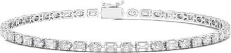 HauteCarat Oval & Emerald Cut Lab Created Diamond Tennis Bracelet in 5.80 Ctw White Gold at Nordstrom, Size 6.5