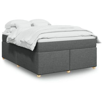 vidaXL Cama Box Spring Con Colch&oacute;n Tela Gris Oscuro 140x190 Cm Vidaxl