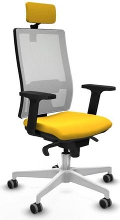 Piqueras y Crespo Piqueras Y Crespo - Horna sincro malla blanca similpiel amarillo brazos 2D base blanca cabecero 2D ruedas 65mm engomadas