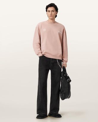 AllSaints Emblem Crew Neck Cotton Sweatshirt