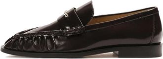 Kazar Donkerbruine halfhoge laarzen met een dwarse streep - Dames - Loafers - Bruin - 37 EU - Leer - Schoenen