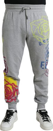 Dolce & Gabbana Gray Cotton Graffiti SweatMens Jogger Mens Pants